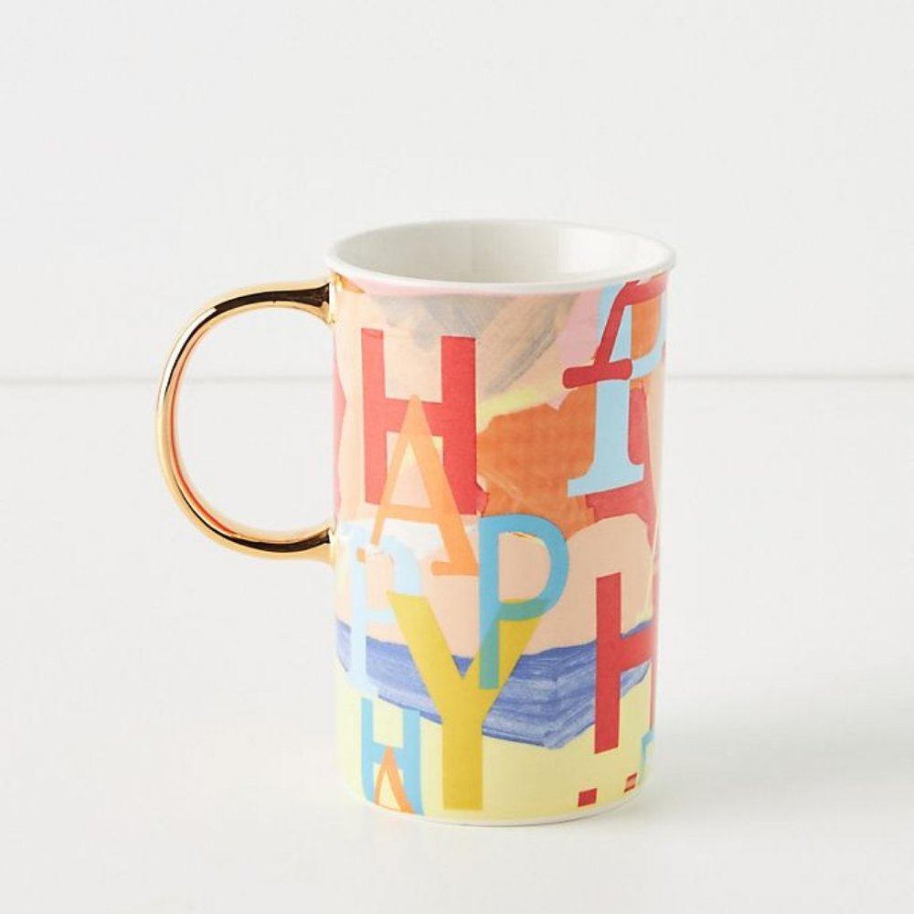 Anthropologie Happy Mug Vibrant New!